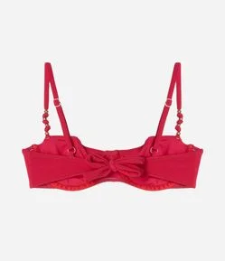 Biquíni Top Meia Taça Texturizado com Metal nas Alças