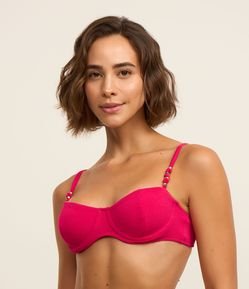 Biquíni Top Meia Taça Texturizado com Metal nas Alças