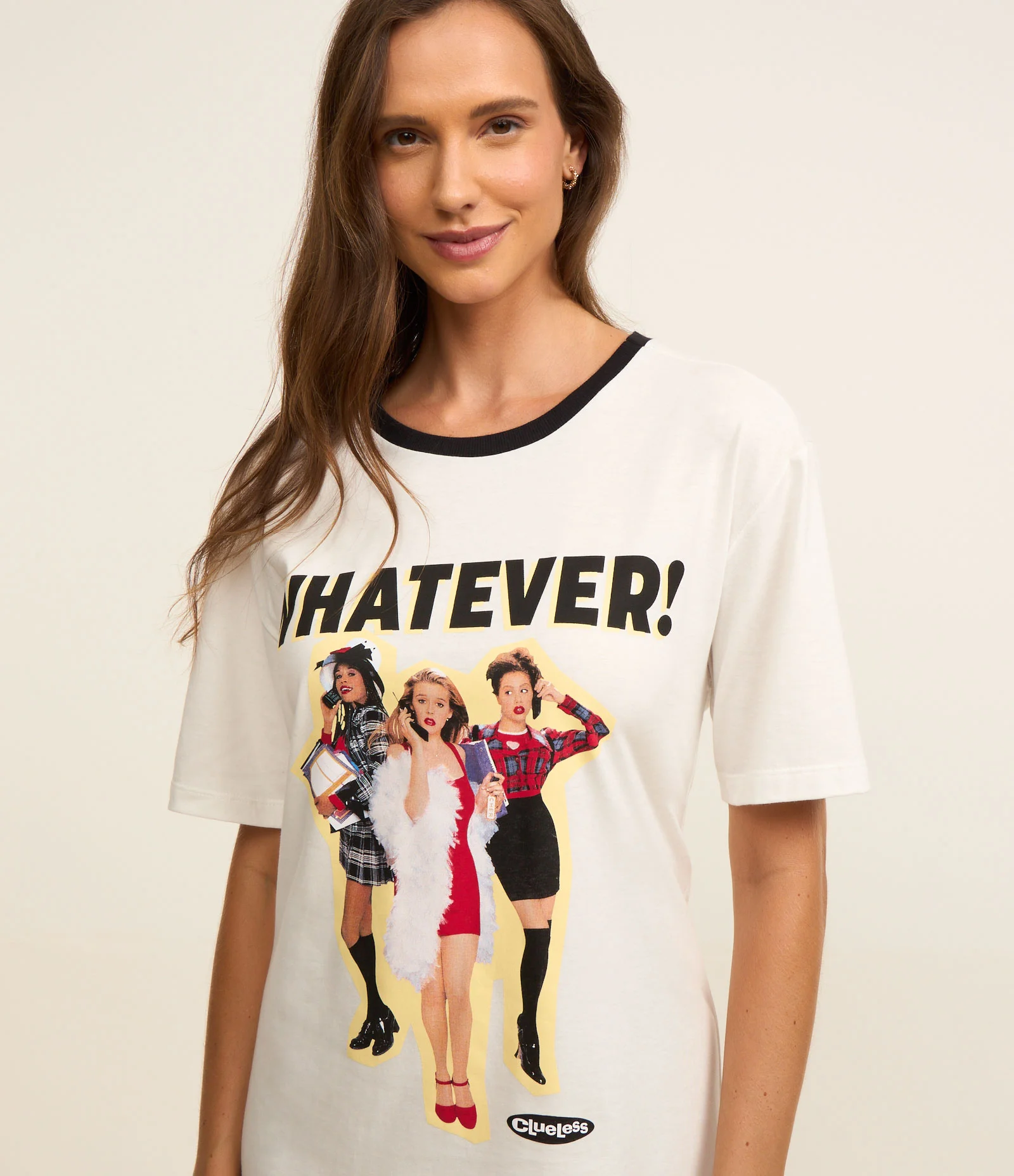 Camisola T-Shirt em Algodão Com Estampa Whatevers Branco 2