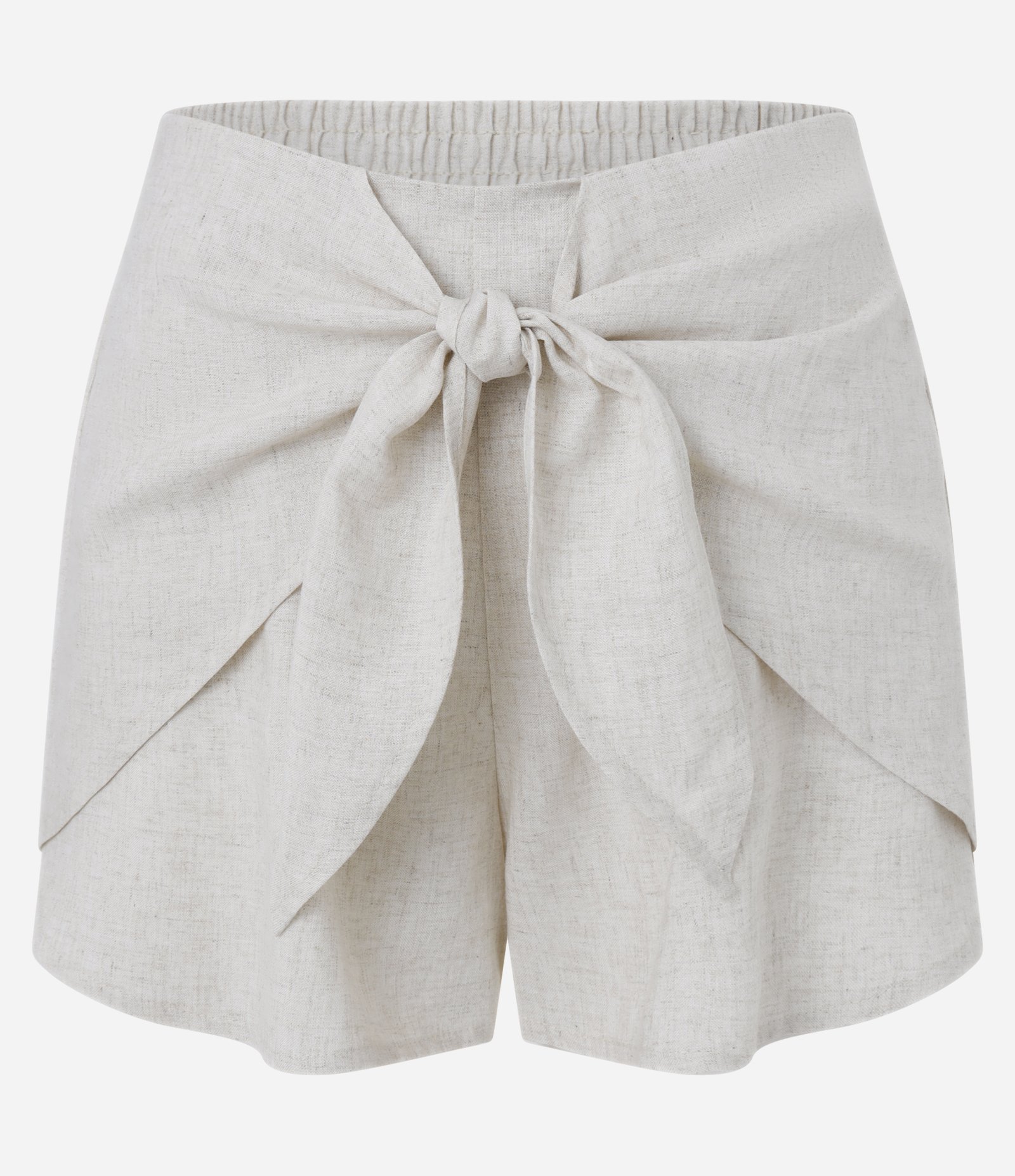 Saída de Praia Short em Linho com Amarração Frontal Branco 5