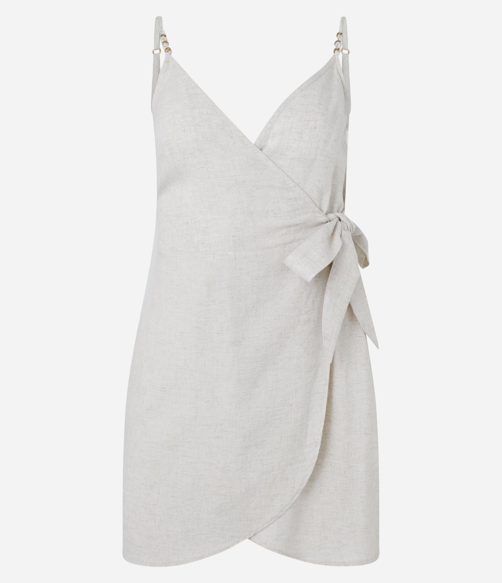 Saída de Praia Vestido Curto em Viscolinho com Amarração Off White 5