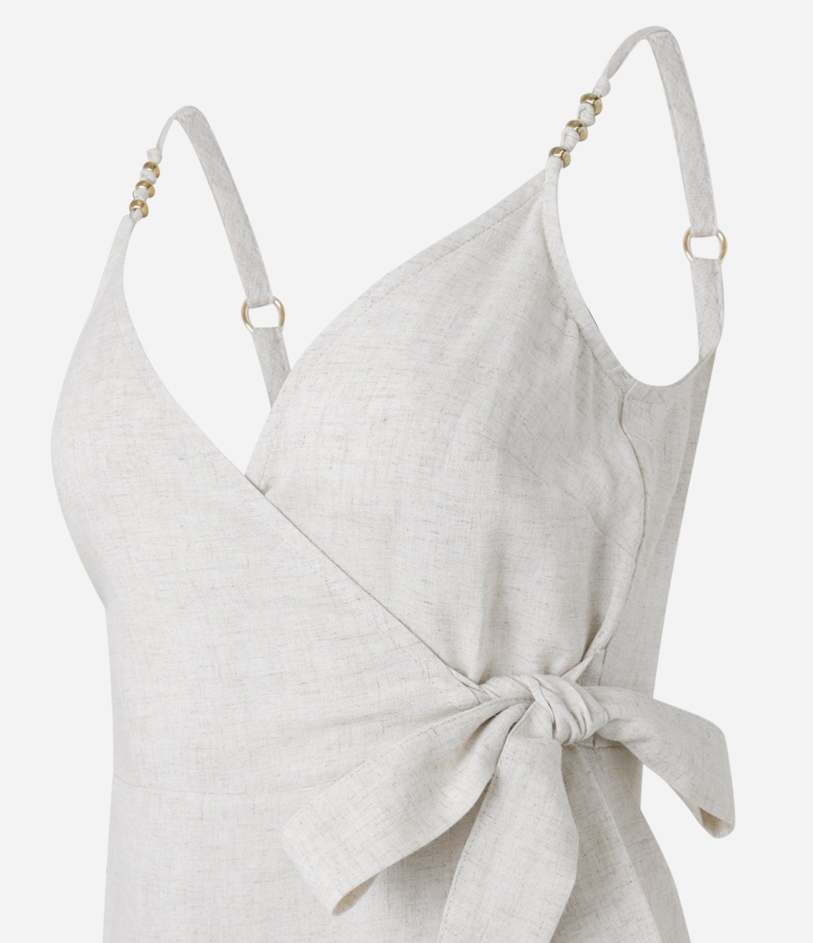 Saída de Praia Vestido Curto em Viscolinho com Amarração Off White 6