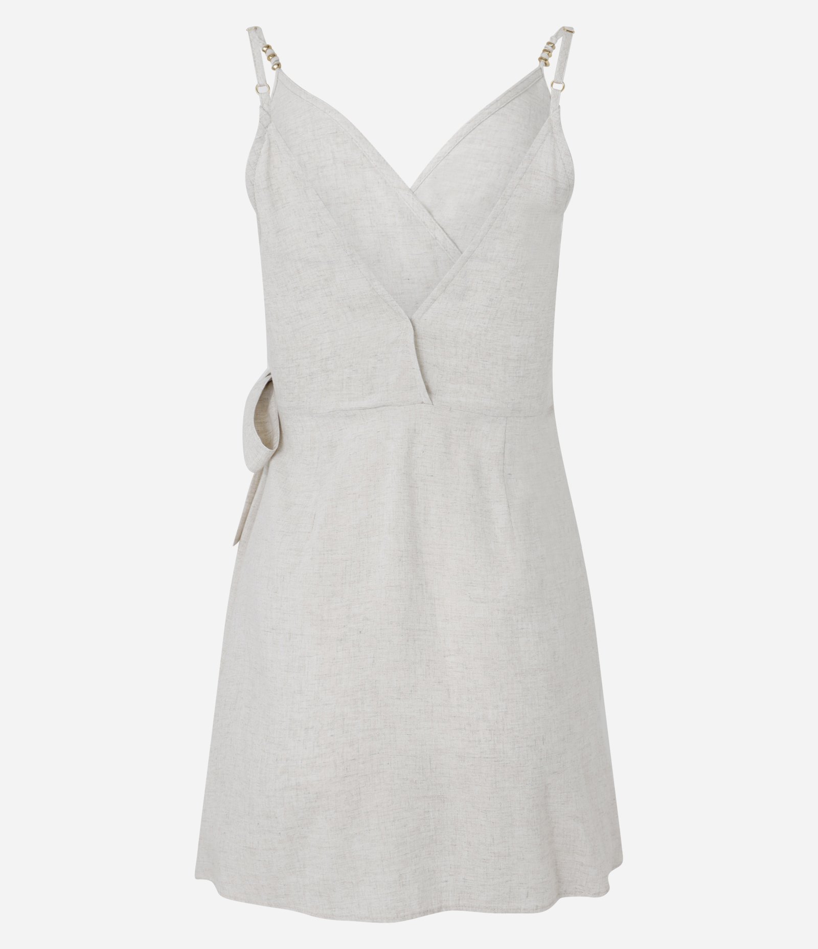 Saída de Praia Vestido Curto em Viscolinho com Amarração Off White 7