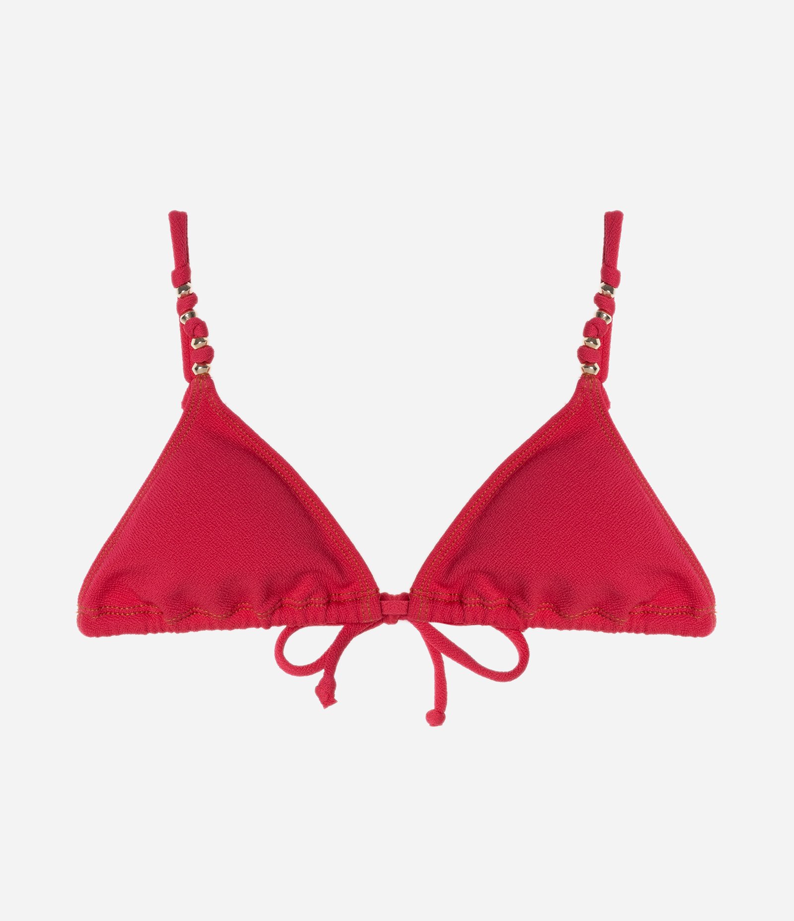 Biquíni Top Cortininha Texturizado com Metal nas Alças Rosa Avermelhado 5