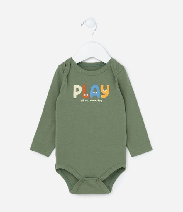 Body Infantil com Estampa Lettering Play - Tam 0 a 18 meses