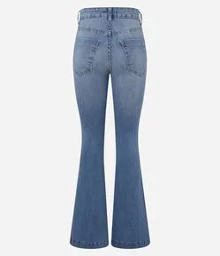 Calça Flare em Jeans com Elastano e Cintura Alta