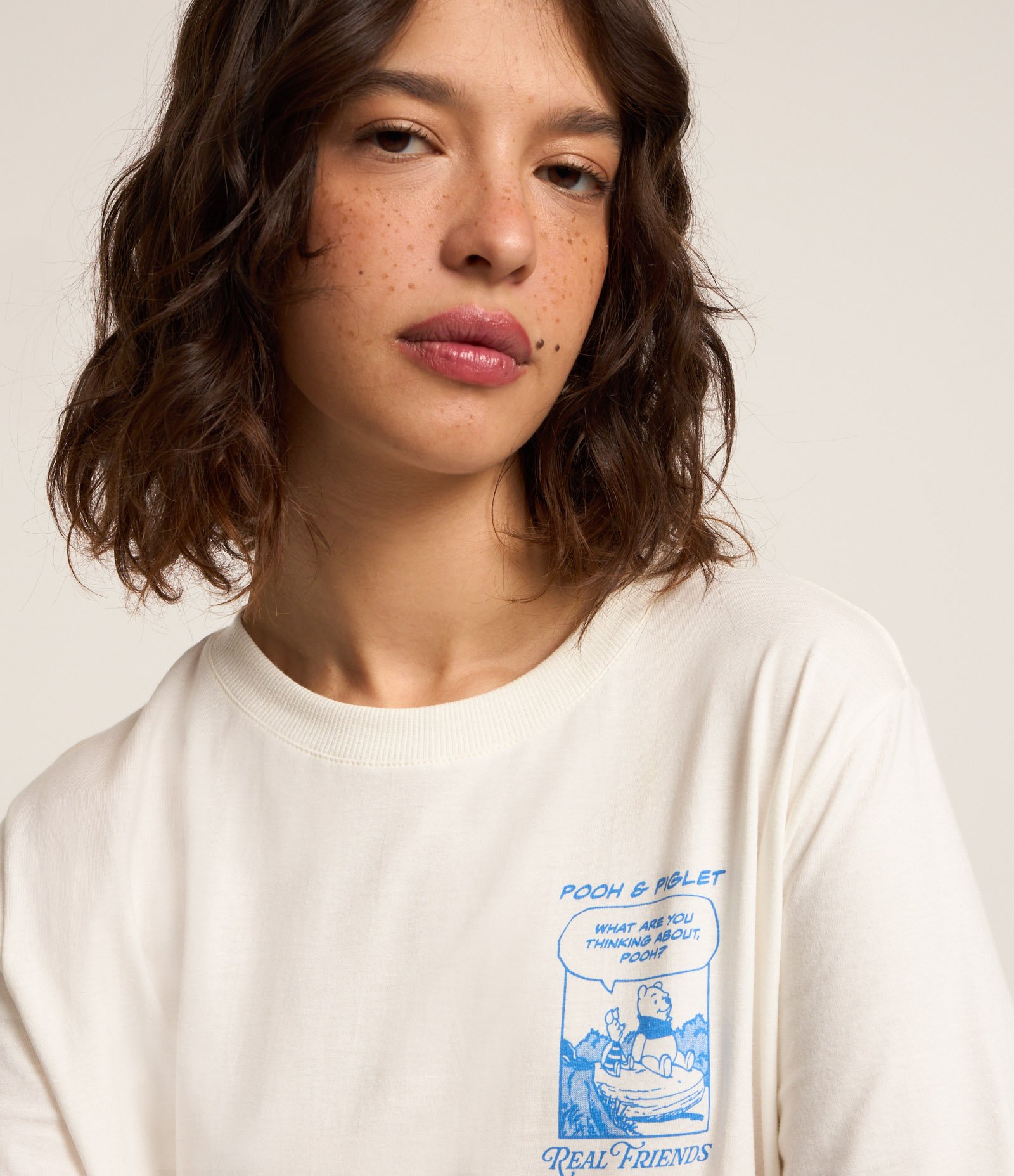 Camiseta T-shirt em Algodão com Estampa Pooh História em Quadrinhos Branco 4