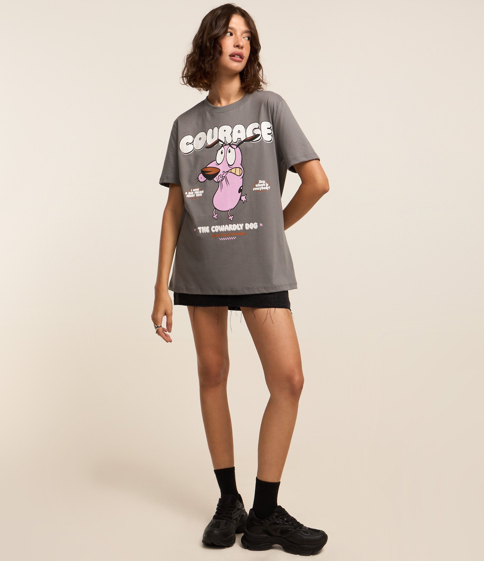 Camiseta T-shirt em Algodão com Estampa Courage Cinza 2
