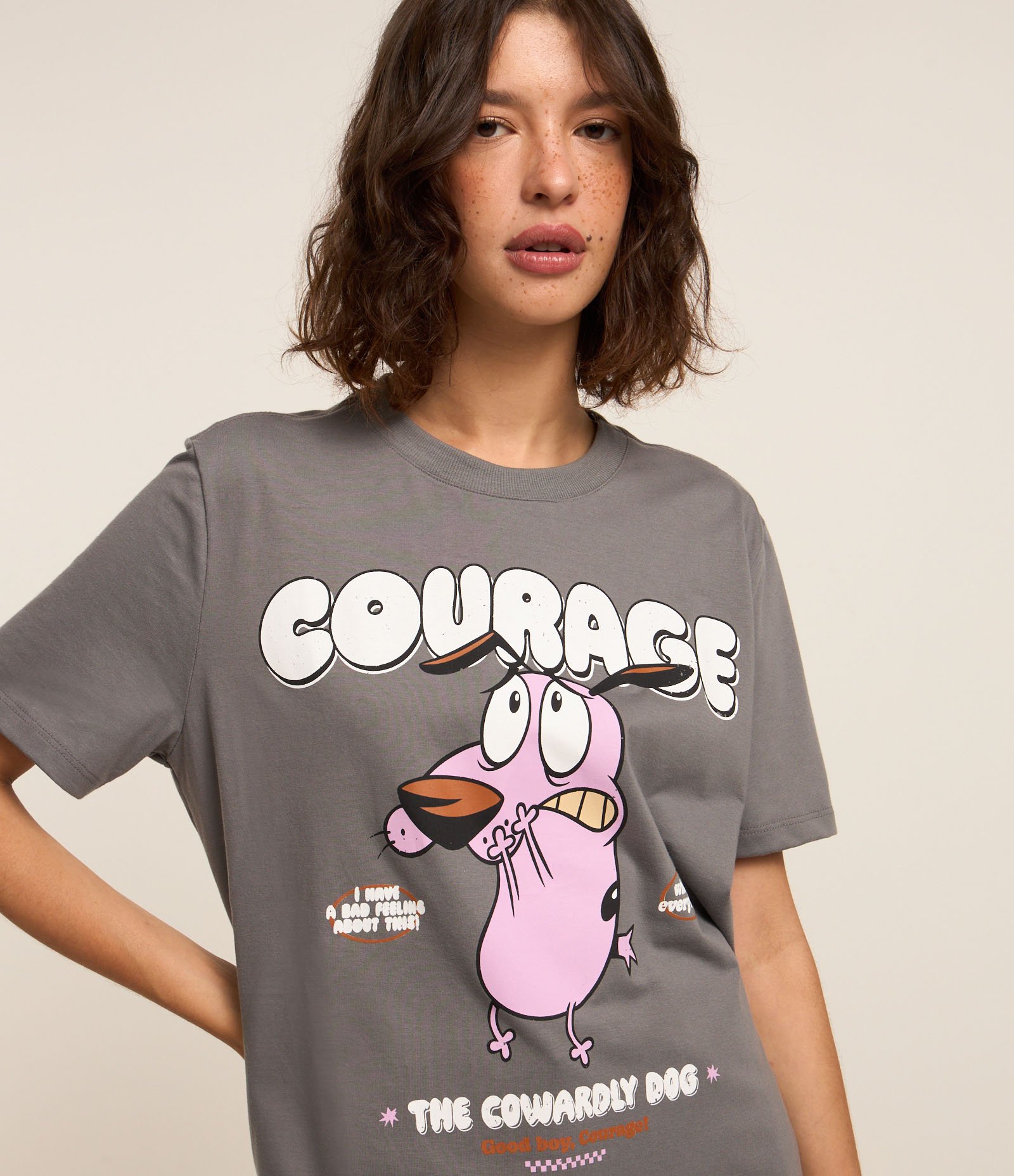 Camiseta T-shirt em Algodão com Estampa Courage Cinza 3