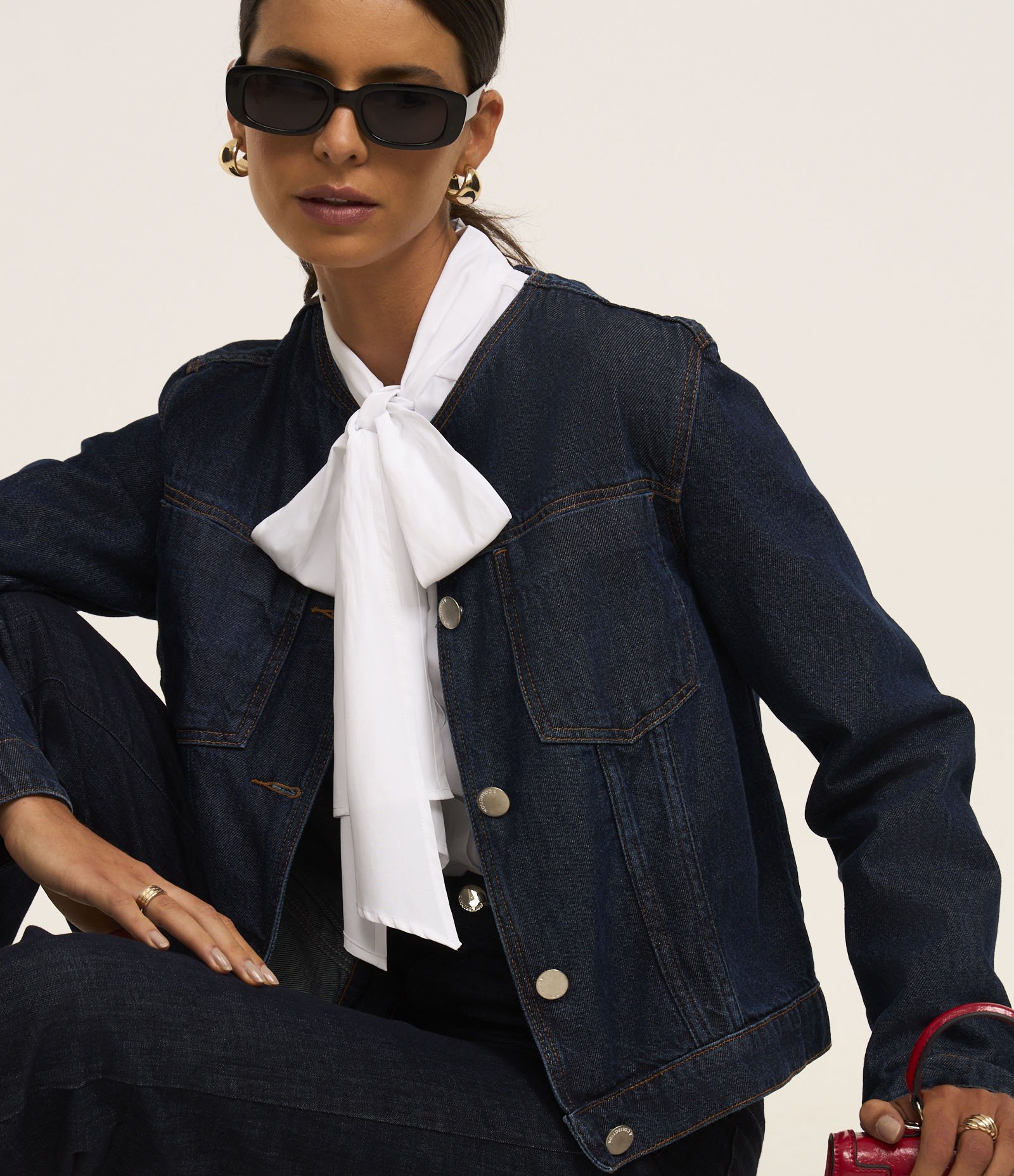 Jaqueta em Jeans com Detalhe de Costura Contrastante Azul 5