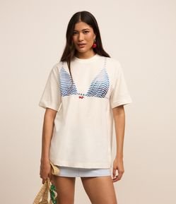 Camiseta T-shirt em Algodão com Estampa Biquíni Listrado