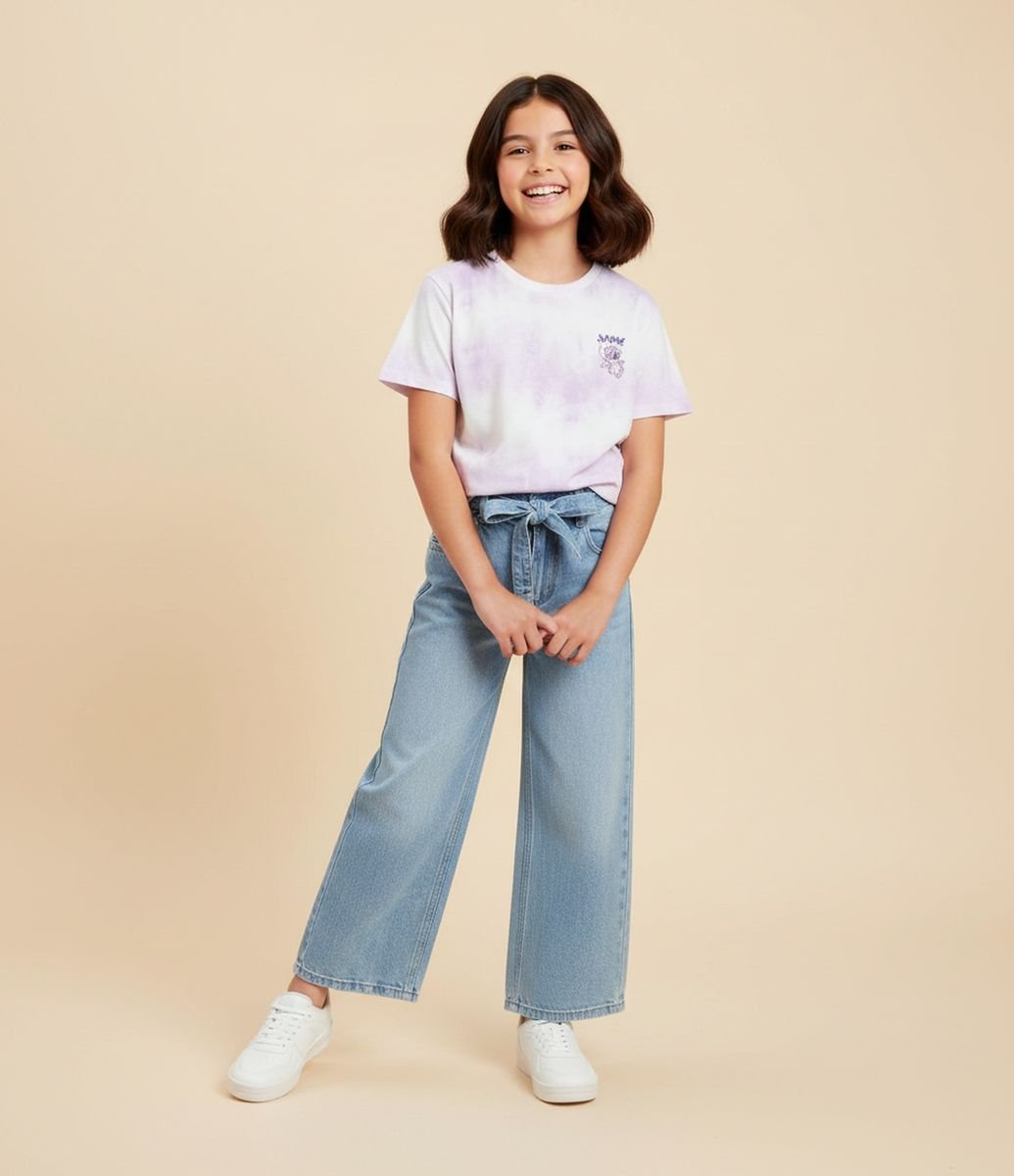 Camiseta Infantil com Estampa Tie Dye e Angel - Tam 5 a 14 Anos Rosa