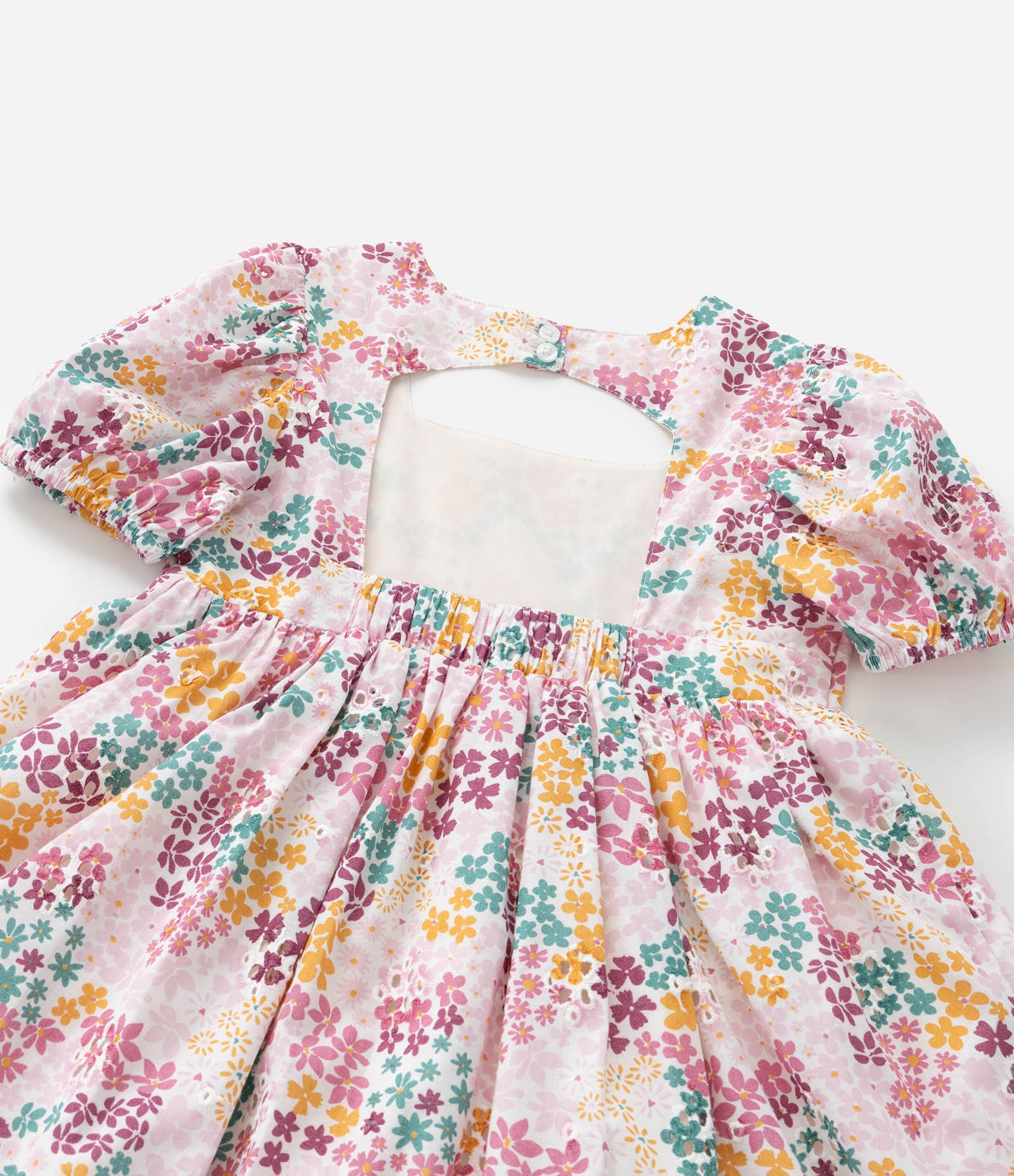 Vestido Infantil em Laise com Estampa Floral - Tam 1 a 6 Anos Multicores 7
