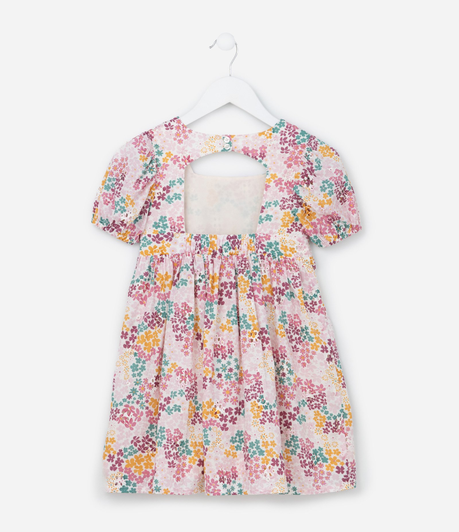 Vestido Infantil em Laise com Estampa Floral - Tam 1 a 6 Anos Multicores 2