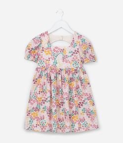 Vestido Infantil em Laise com Estampa Floral - Tam 1 a 6 Anos