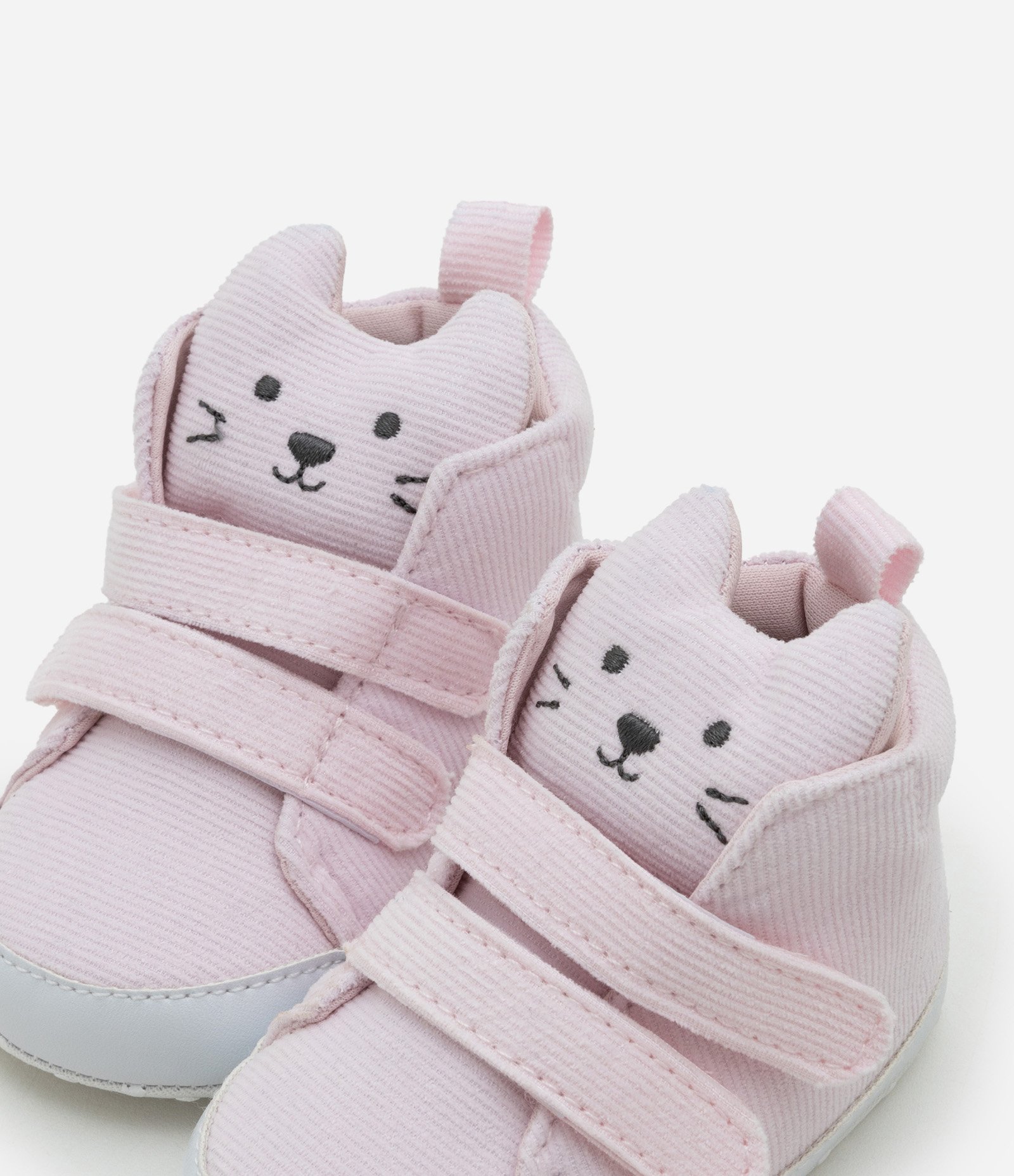 Tênis Infantil em Veludo com Estampa Cara de Gatinho - Tam 15 a 19 Rosa 3