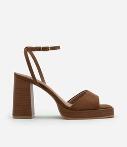 Sandália Meia Pata em PU com Camurça