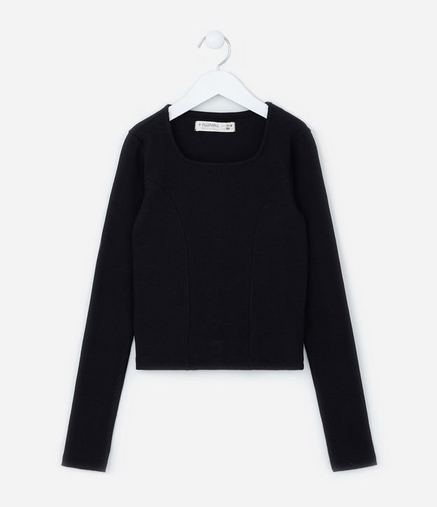 Blusa Curta Infantil Canelada - Tam 5 a 14 Anos