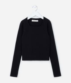 Blusa Curta Infantil Canelada - Tam 5 a 14 Anos