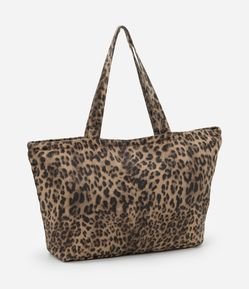 Bolsa Shopper Grande com Zíper e Estampa