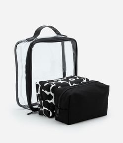 Kit 03 Nécessaires com Tamanhos Diversos e Estampa Floral