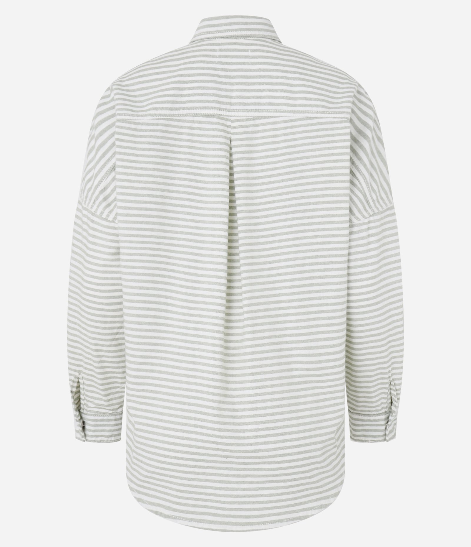 Camisa Alongada em Jeans com Listras Variadas e Bolsos Verde 7