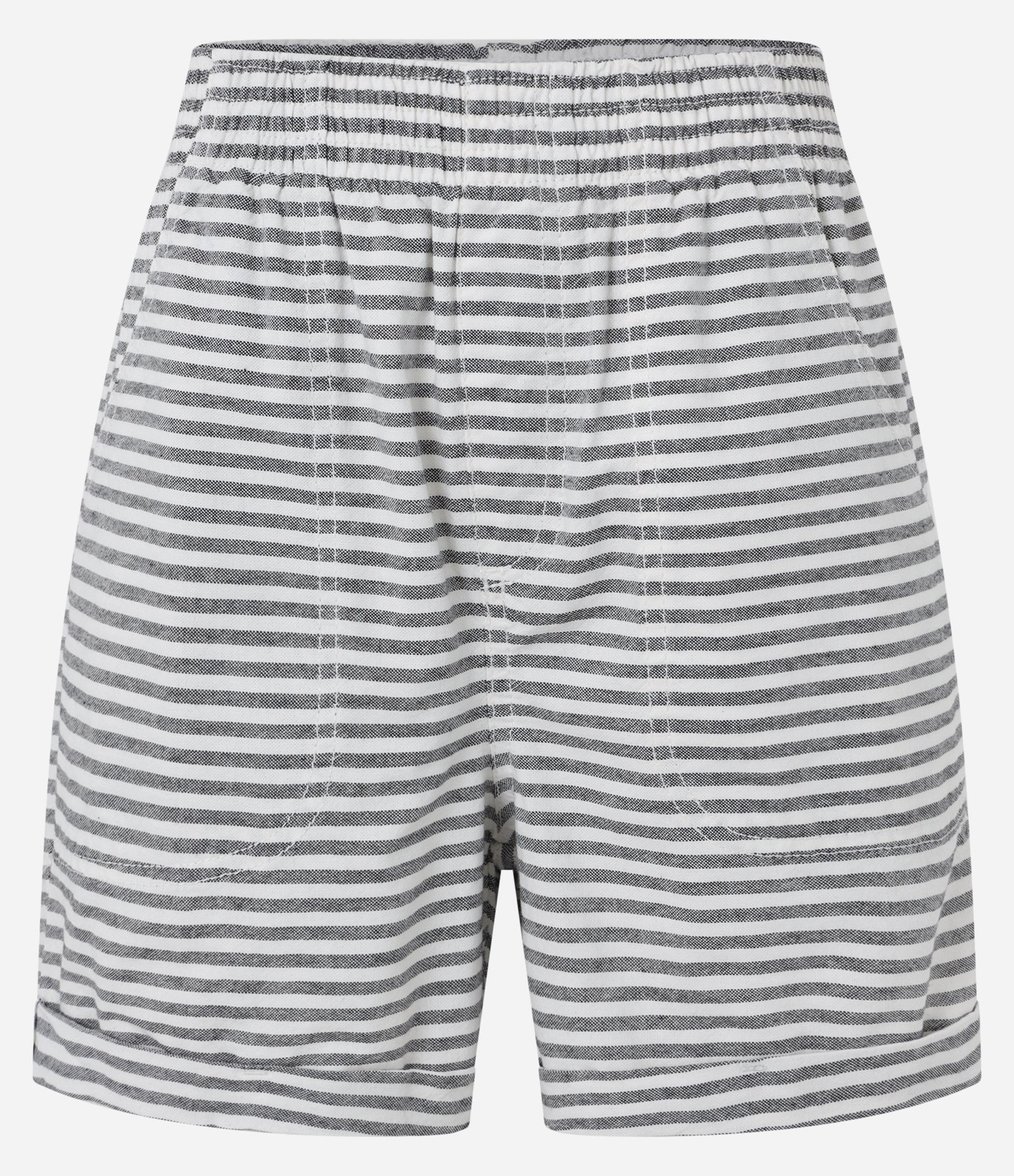 Short Runner em Sarja com Listras em Fio Tinto e Barra Dobrada Preto 5