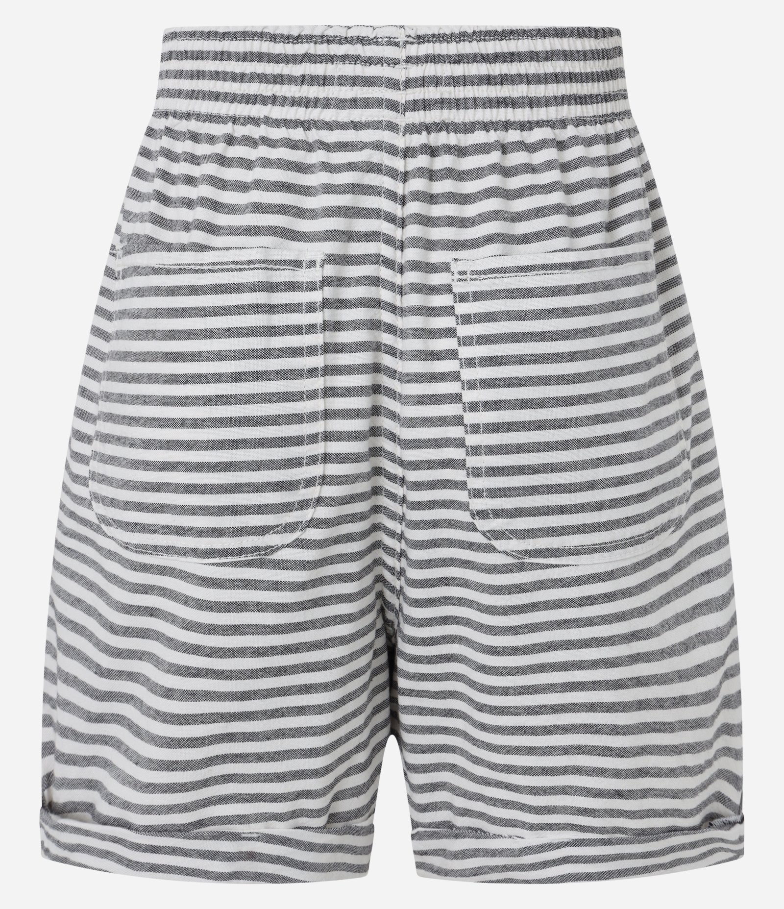 Short Runner em Sarja com Listras em Fio Tinto e Barra Dobrada Preto 6