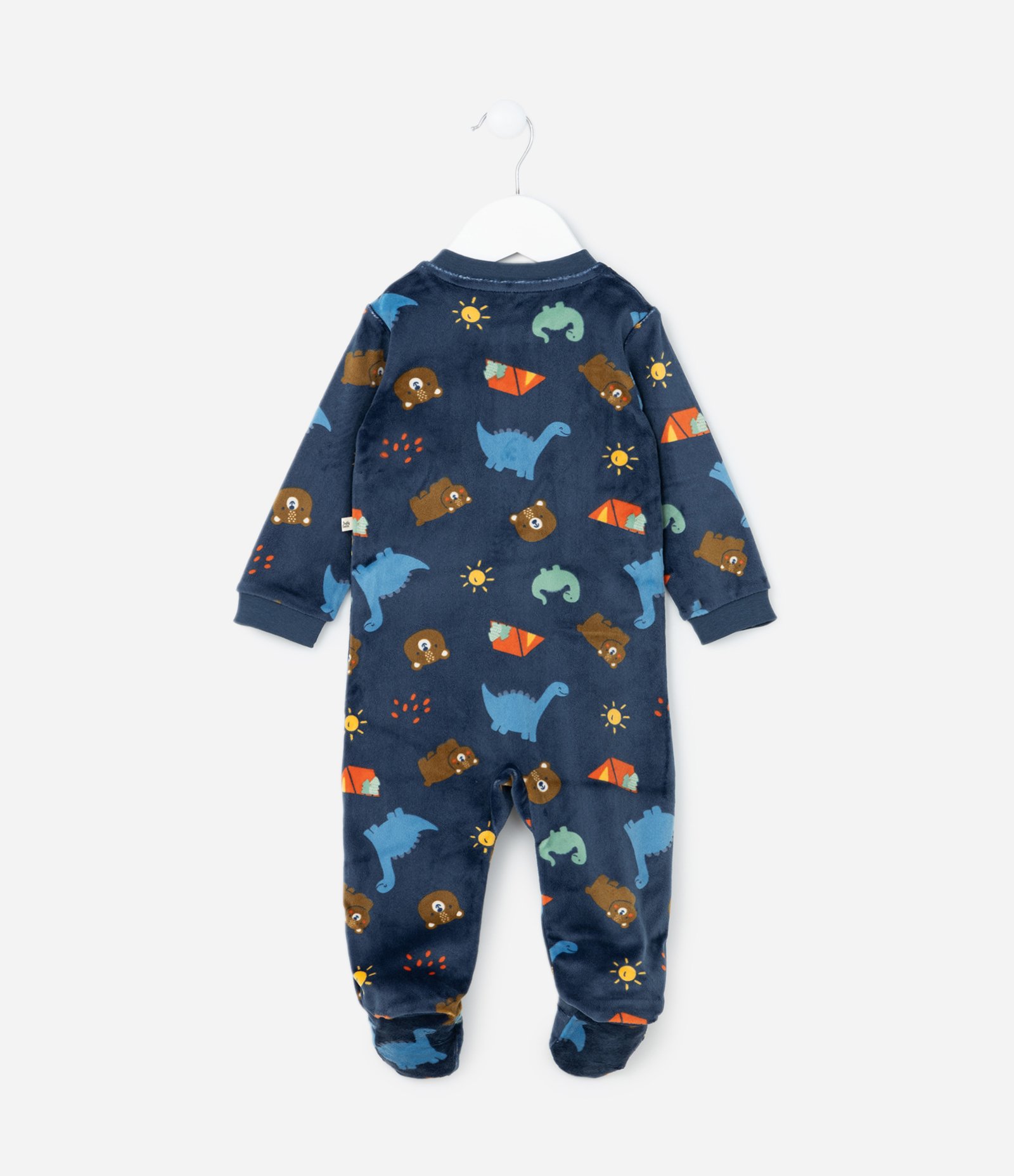 Macacão Infantil em Plush com Estampa Dinos - Tam RN a 24 meses Azul 3