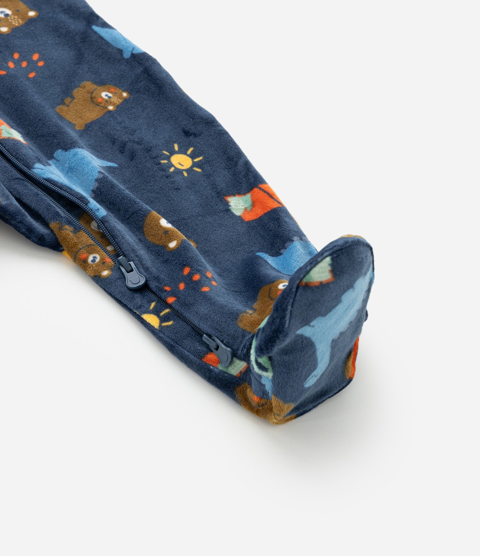 Macacão Infantil em Plush com Estampa Dinos - Tam RN a 24 meses Azul 6