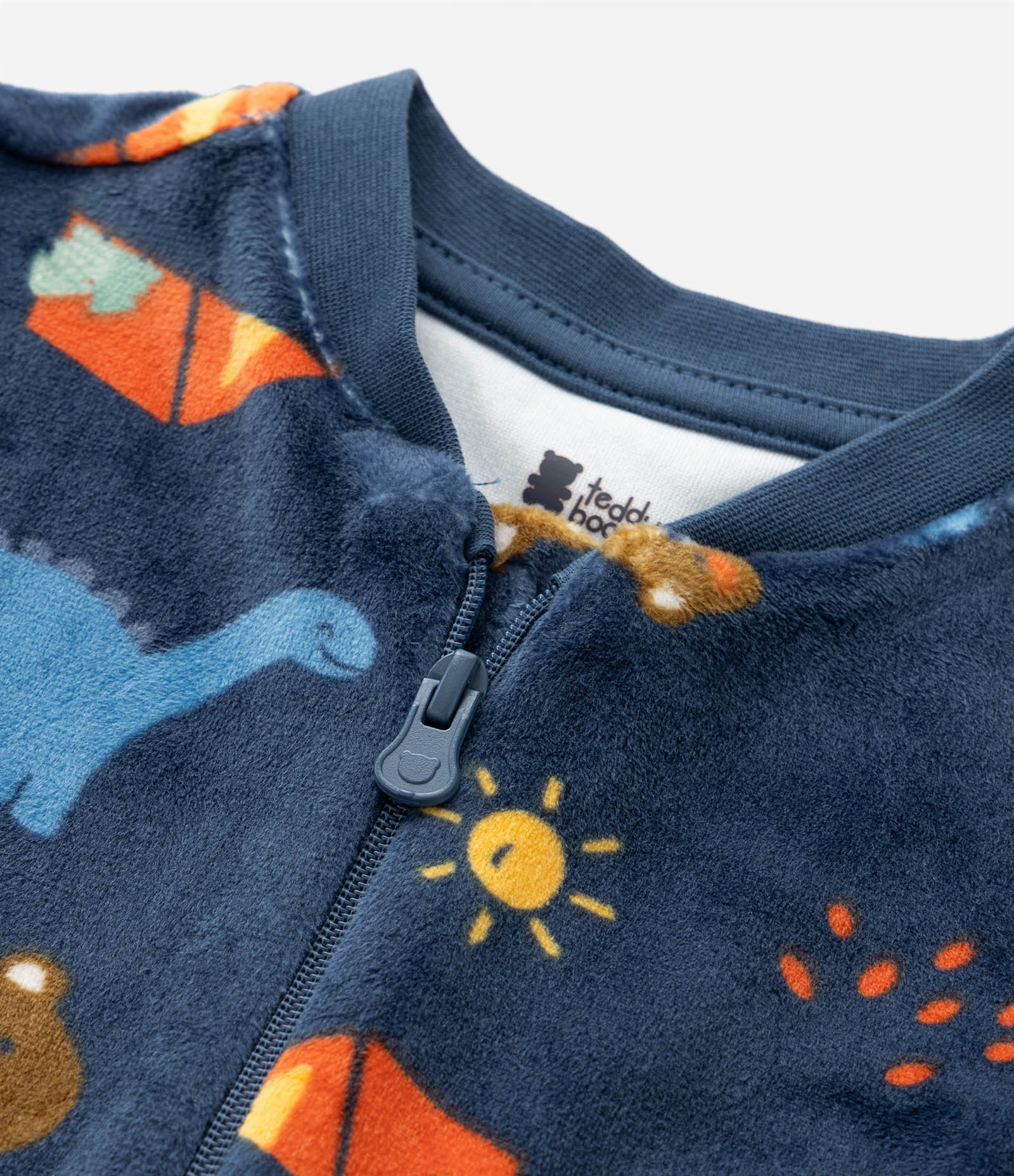 Macacão Infantil em Plush com Estampa Dinos - Tam RN a 24 meses Azul 7