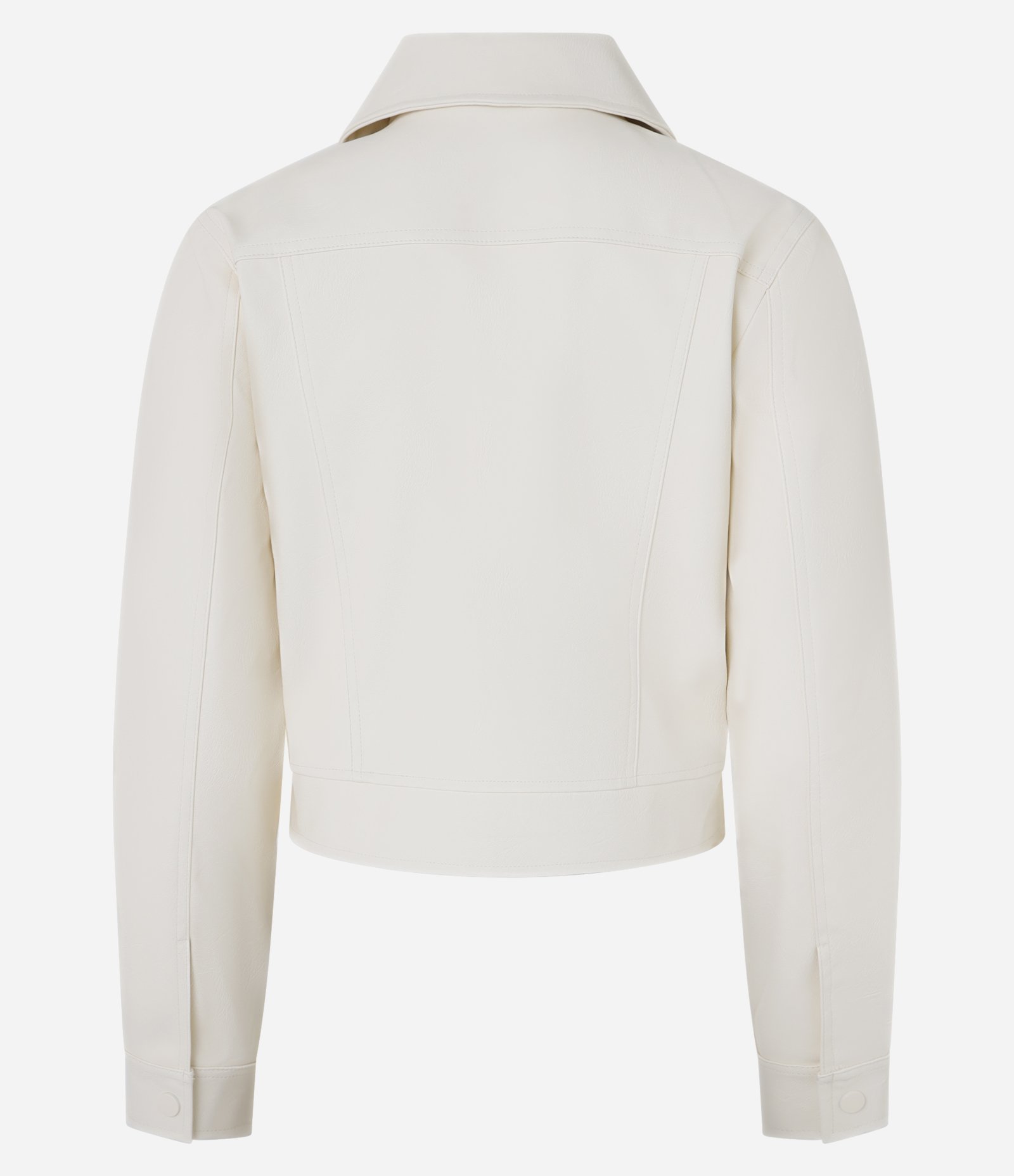 Jaqueta Boxy em Pu com Bolsos e Botões Bege Creme 6