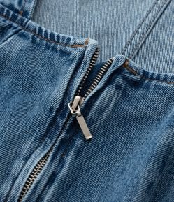 Macacão Longo em Jeans com Manga Bufante Curve & Plus Size