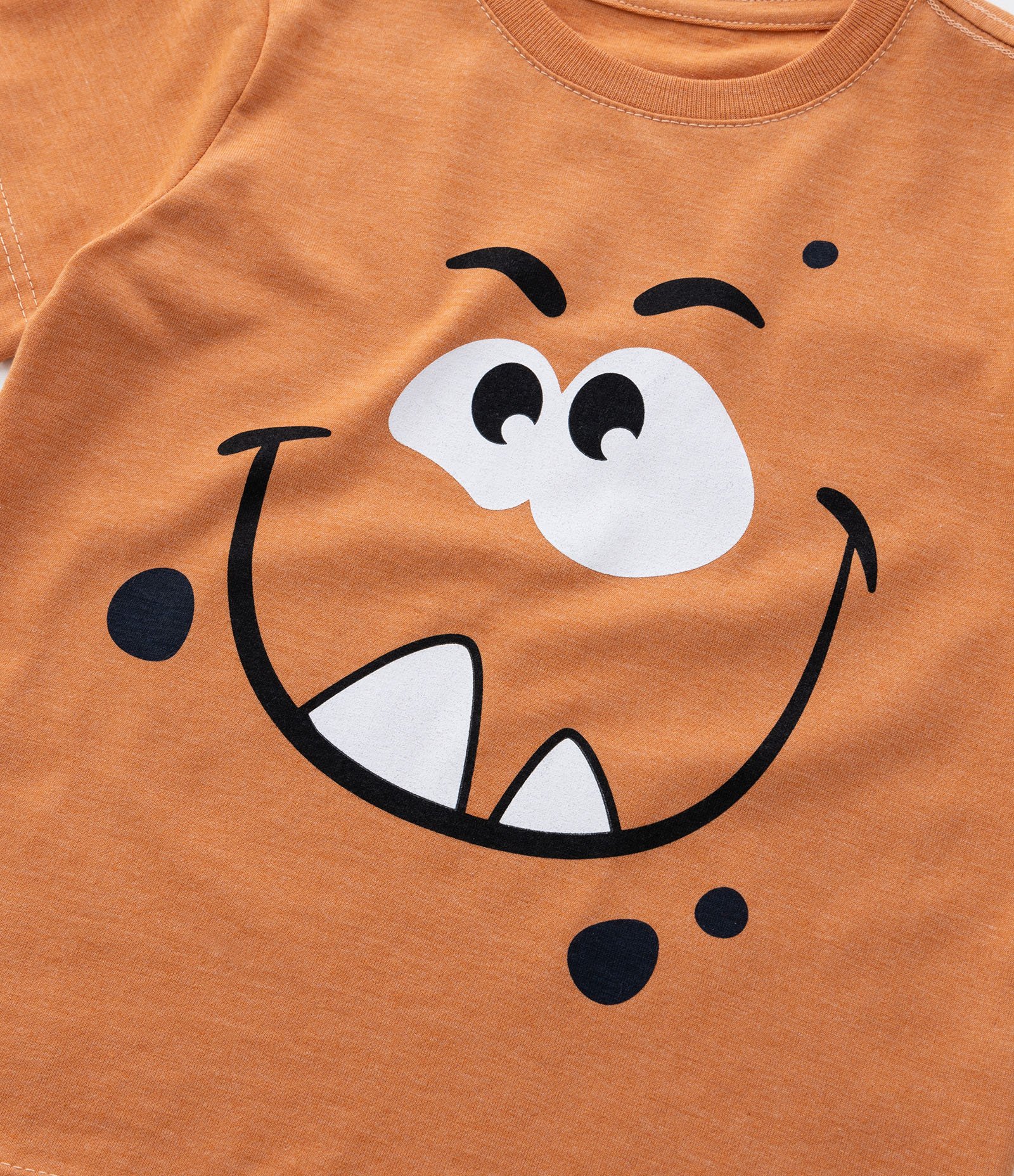 Camiseta Infantil com Estampa Carinha de Monstrinho - Tam 1 a 6 Anos Marrom 4