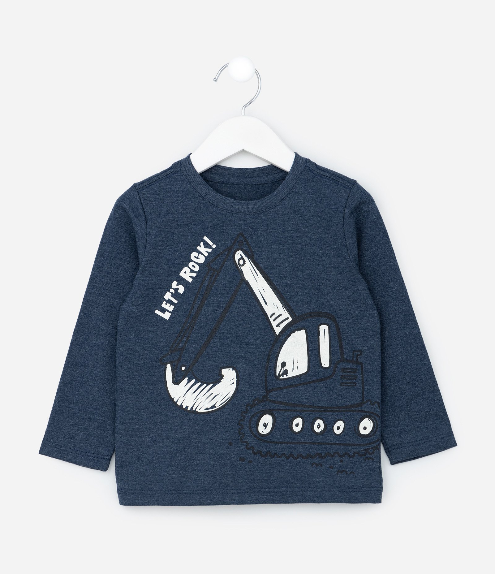 Camiseta Infantil com Estampa Escavadeira - Tam 1 a 5 Anos Azul 1