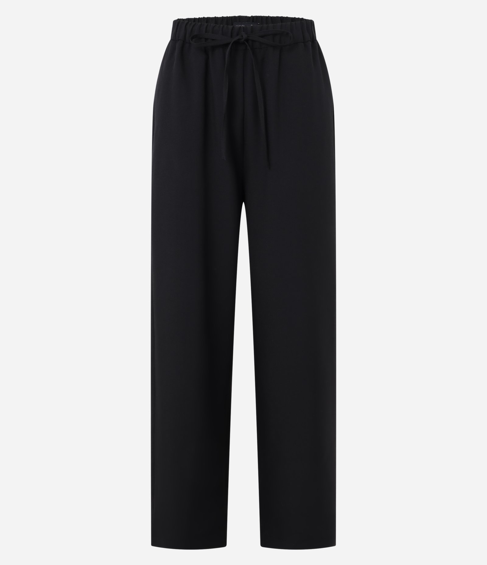 Calça Pantalona em Alfaiataria com Cós de Elástico e Amarração Preto 5