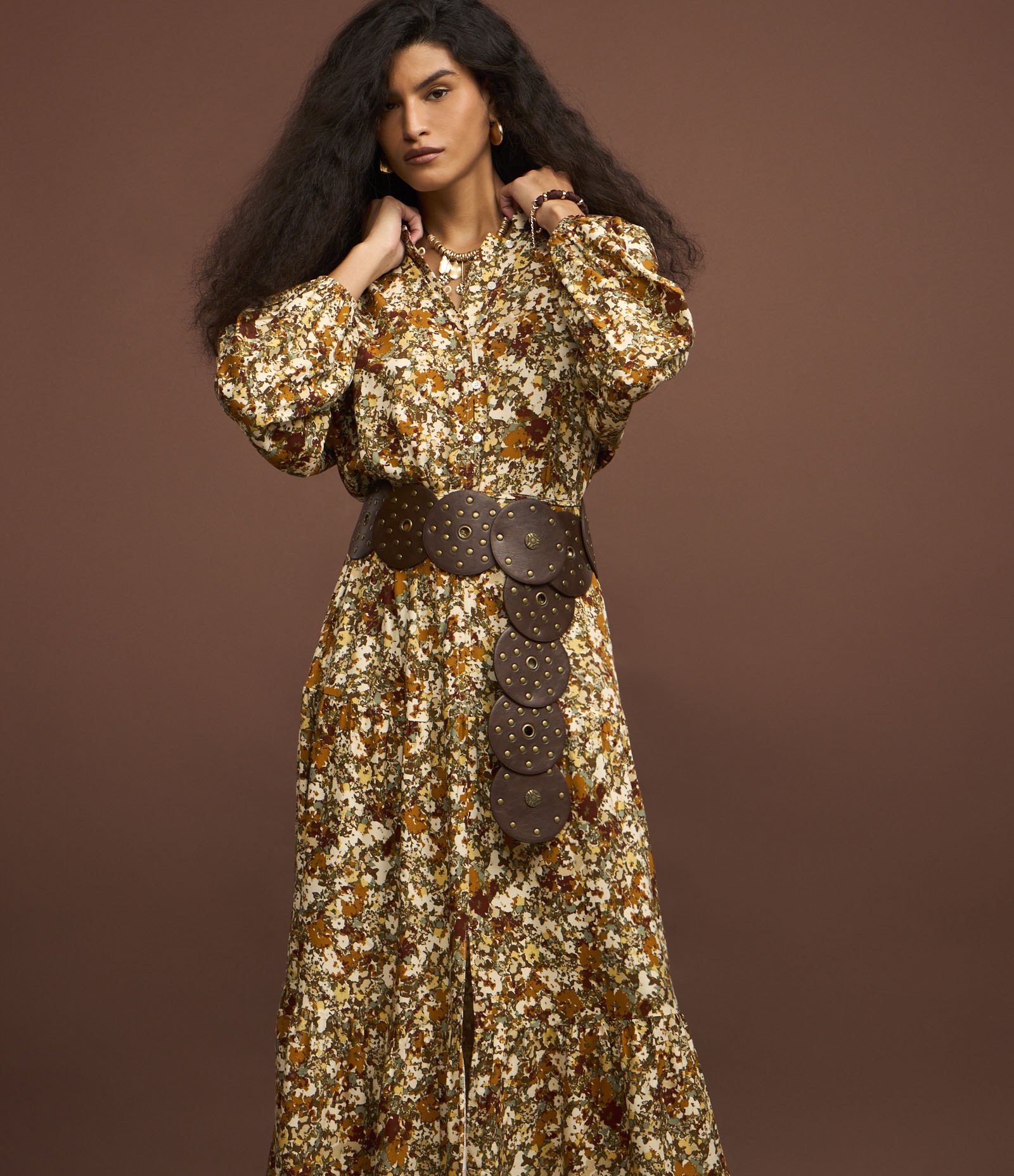 Vestido Western Bata Evasê em Chalis com Estampa Floral Liberty Multicores 1