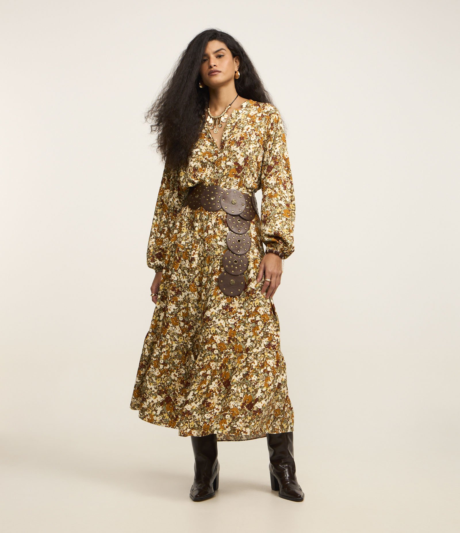 Vestido Western Bata Evasê em Chalis com Estampa Floral Liberty Multicores 7