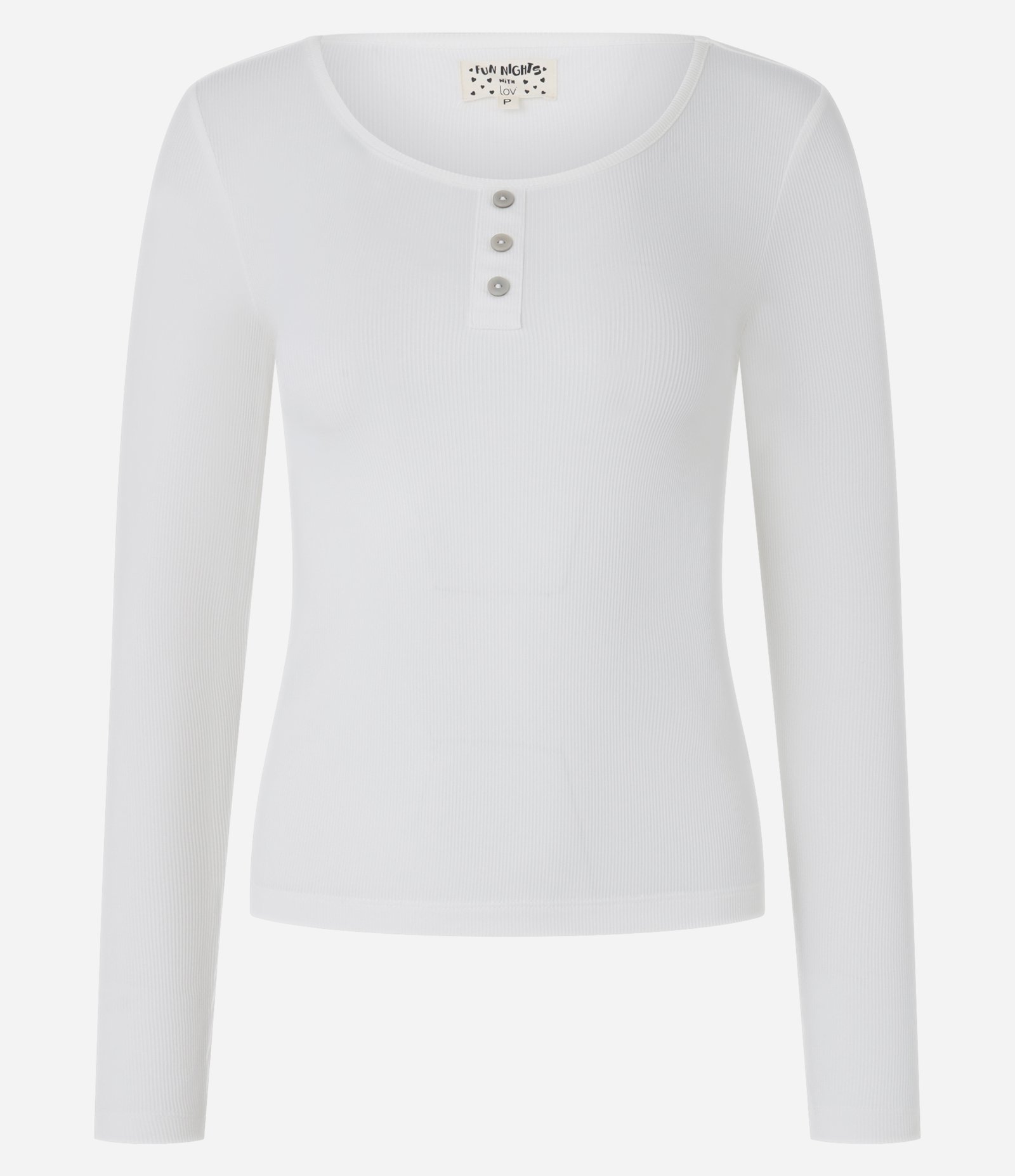 Blusa Pijama Canelada com Botões na Gola Redonda Branco 4