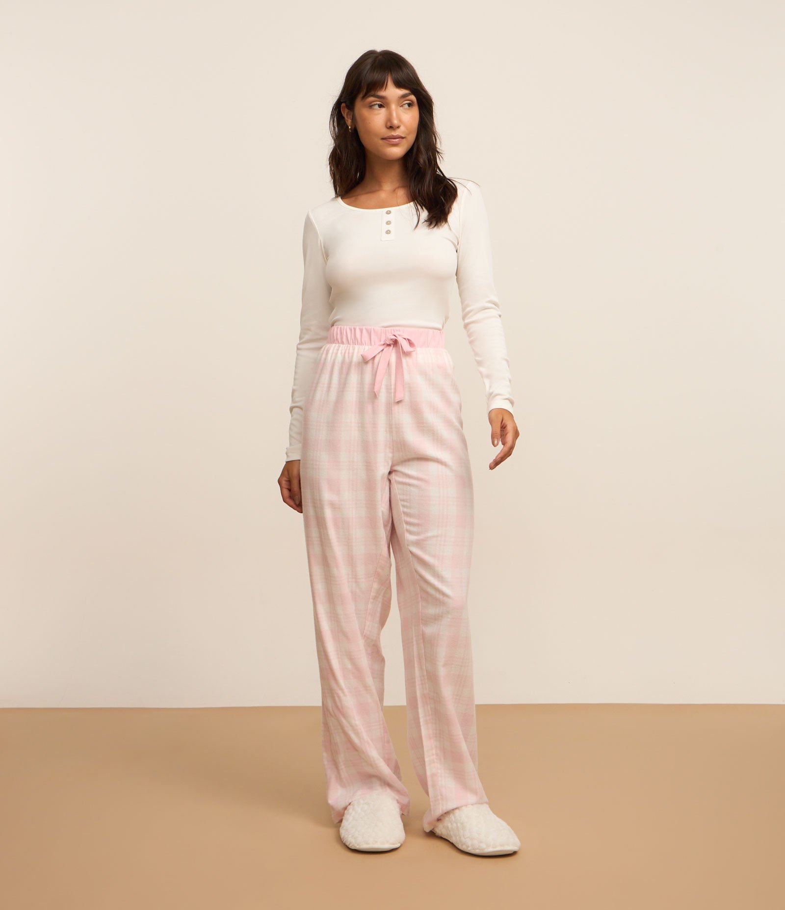Blusa Pijama Canelada com Botões na Gola Redonda Branco 2
