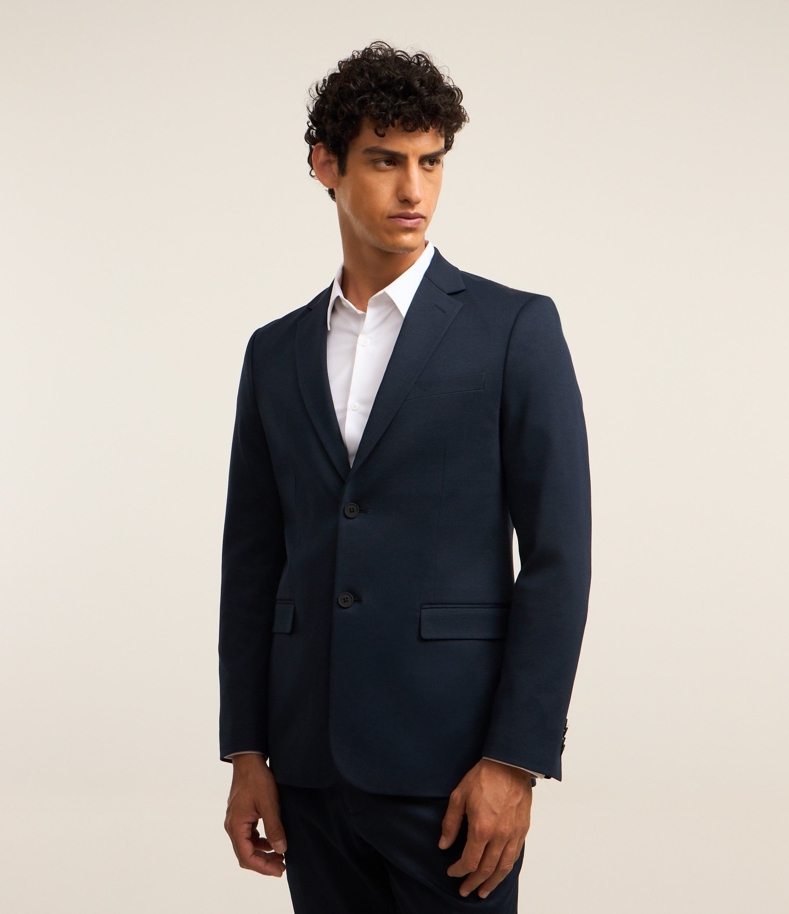Paletó Slim em Performance com Textura Azul Marinho 1