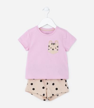 Pijama Curto Infantil com Estampa Bichinho - Tam 2 a 4 Anos
