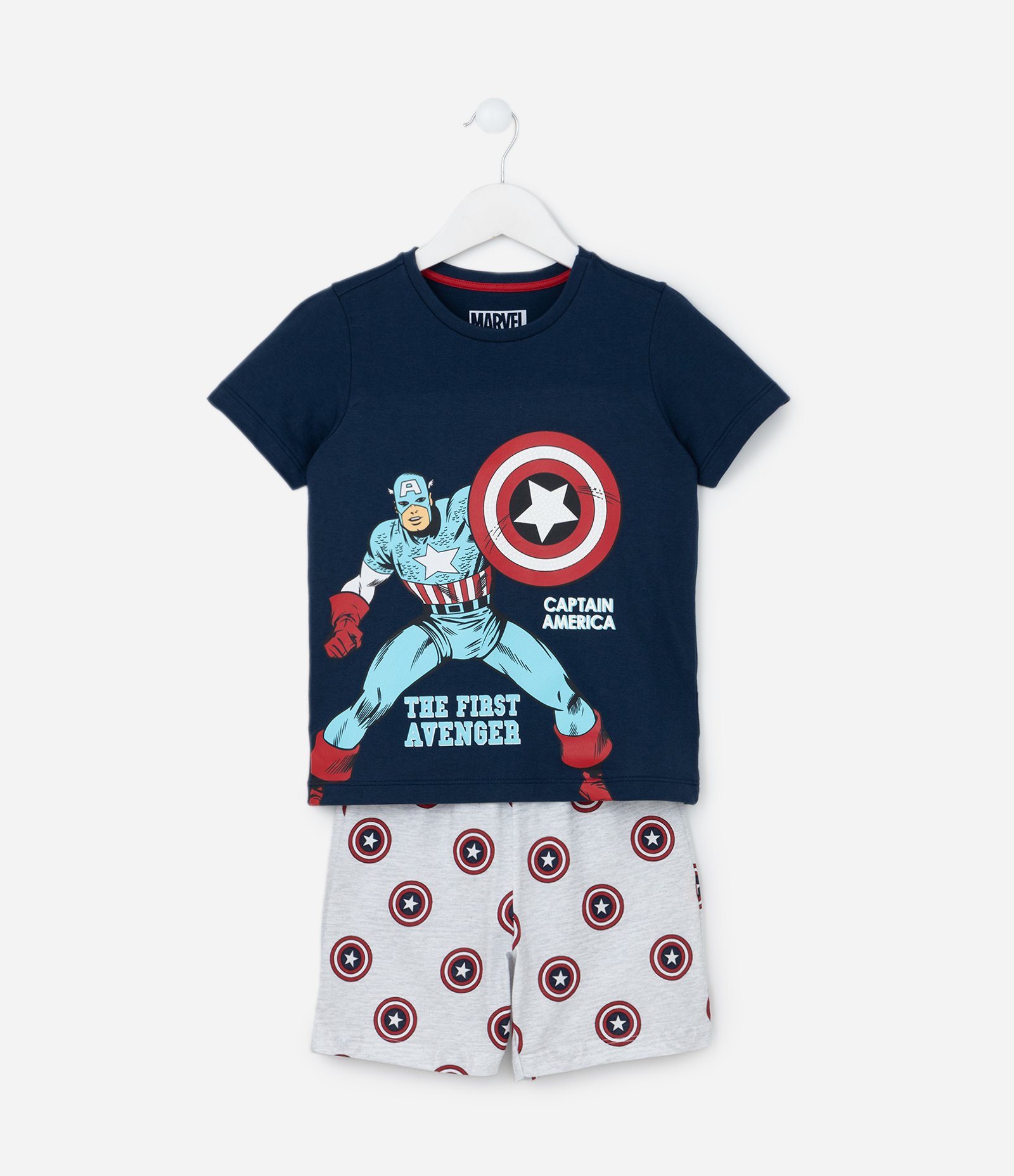 Pijama Infantil com Estampa Capitão América - Tam 4 a 10 Anos Azul/Cinza 1