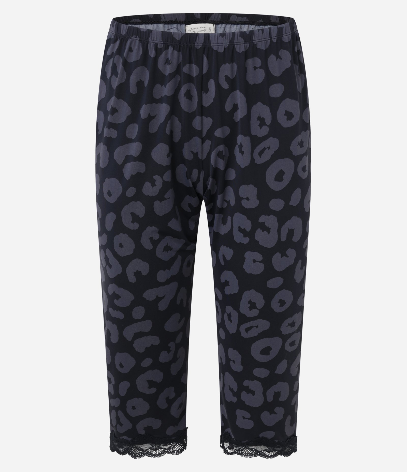 Pijama Capri em Poliamida com Detalhes Rendados e Estampa Oncinha Preto/ Cinza 7