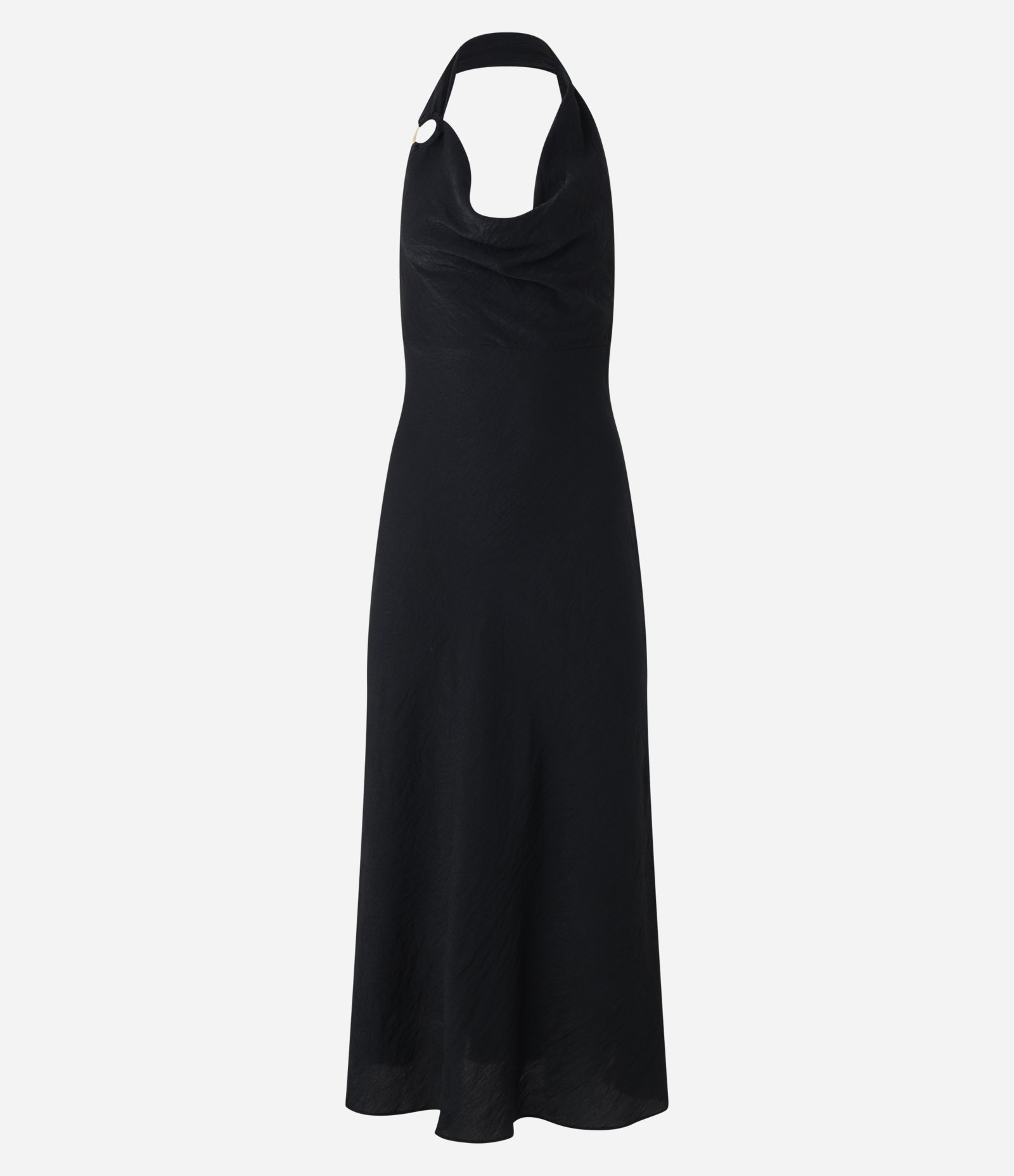 Vestido New Midi Frente Única em Cetim com Alça Assimétrica Preto 5