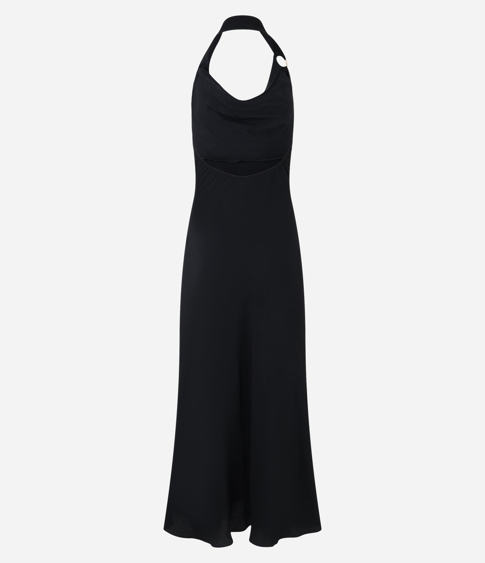 Vestido New Midi Frente Única em Cetim com Alça Assimétrica Preto 6