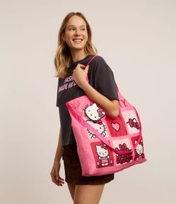 Sacola Dobrável para Compras Vira Chaveiro com Estampa Hello Kitty