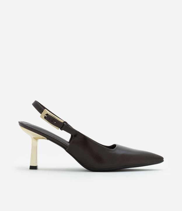 Sapato Scarpin Slingback com Salto Cromado