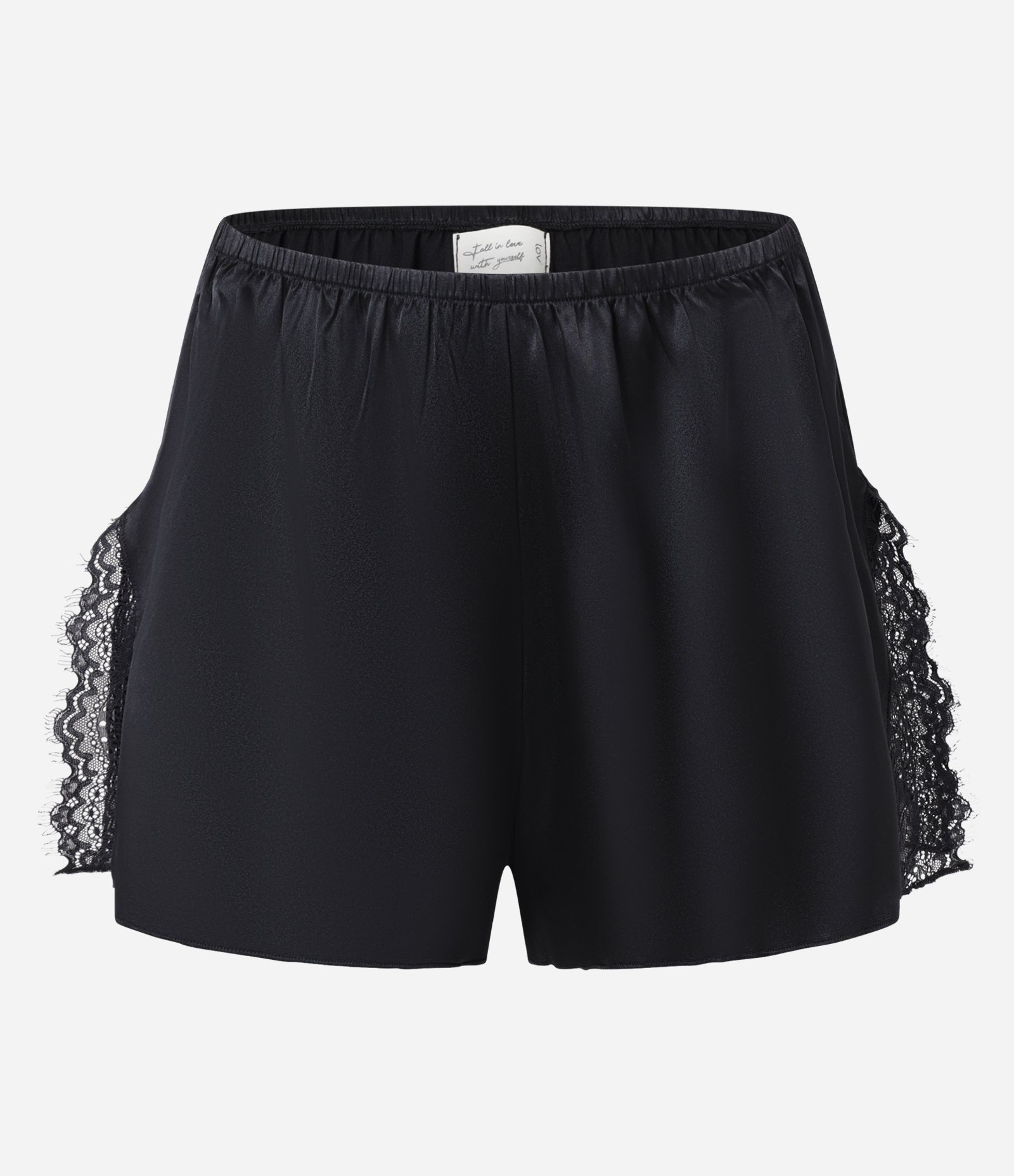 Pijama Short Doll Alcinha em Laise com Decote V e Detalhes Rendados Preto 10