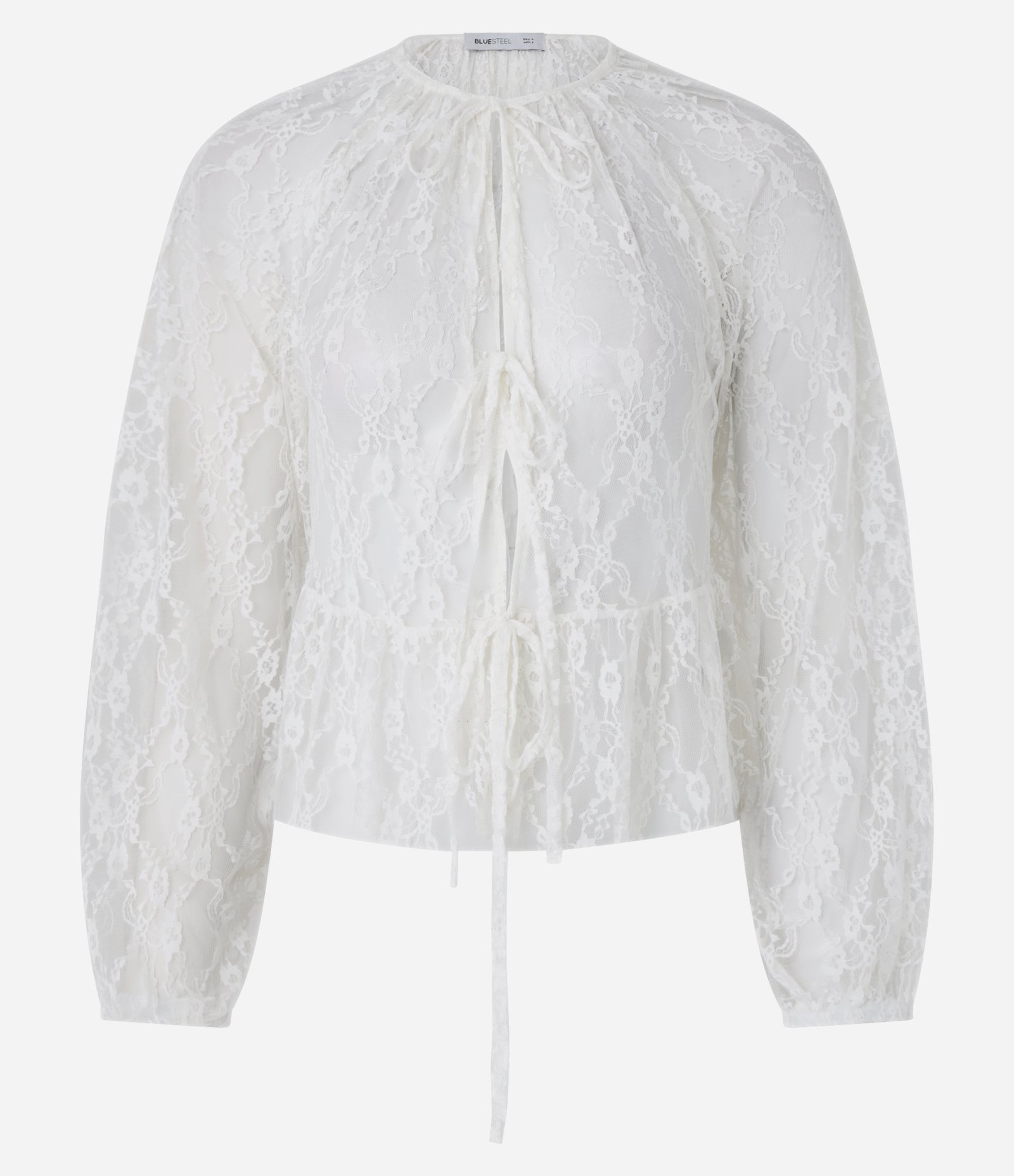 Blusa Bata em Renda com Amarração Frontal Branco 5